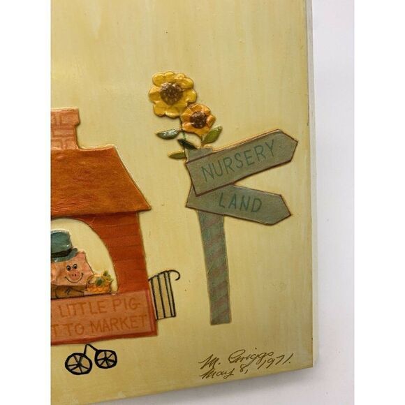 VTG Nursery Rhyme Train Decoupage Wall Hanging - Picture 7 of 12